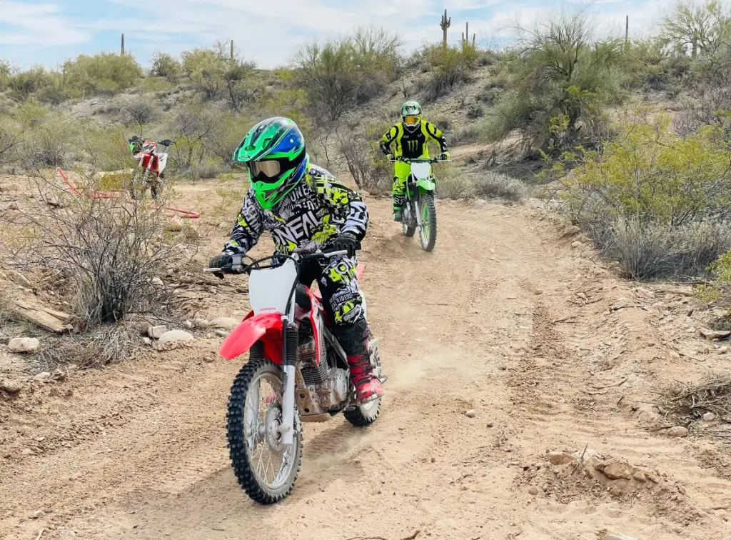 A dirt biker on a trail in Arizona.