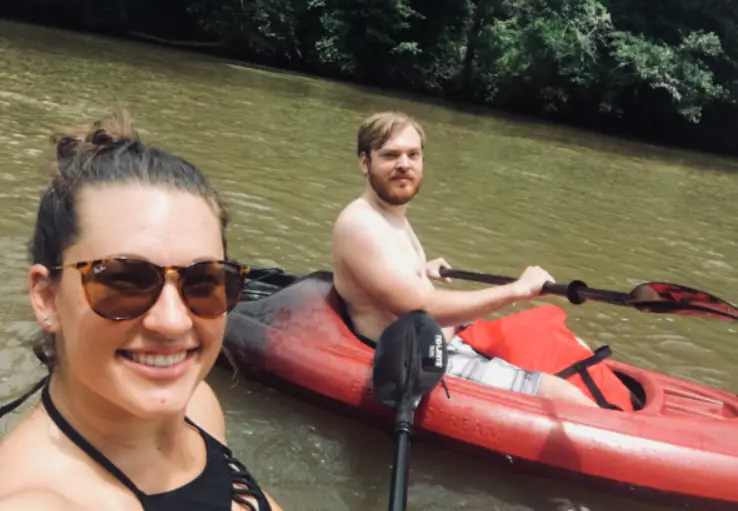 two kayakers on broad river.