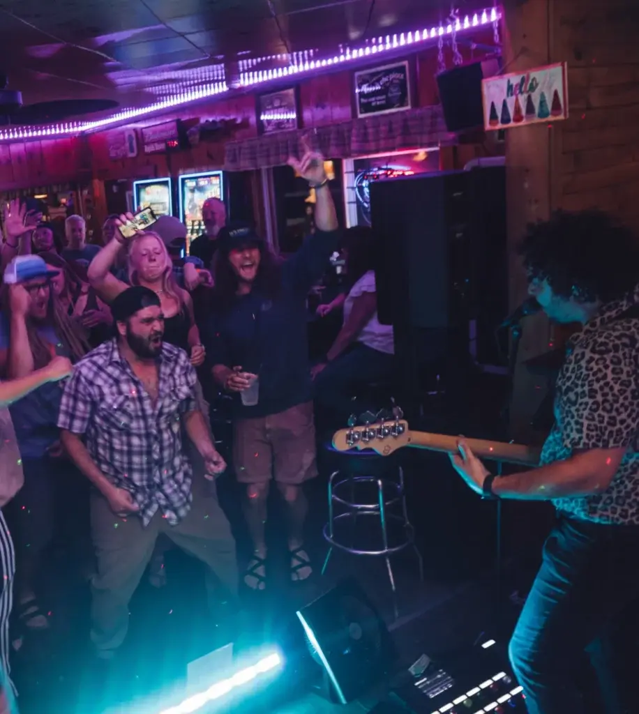 People at a concert at the Bar at Kosir's Rafting.