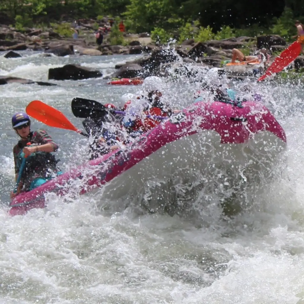 Rafters hitting a rapid on the Olympic Section of the Ocoee River.