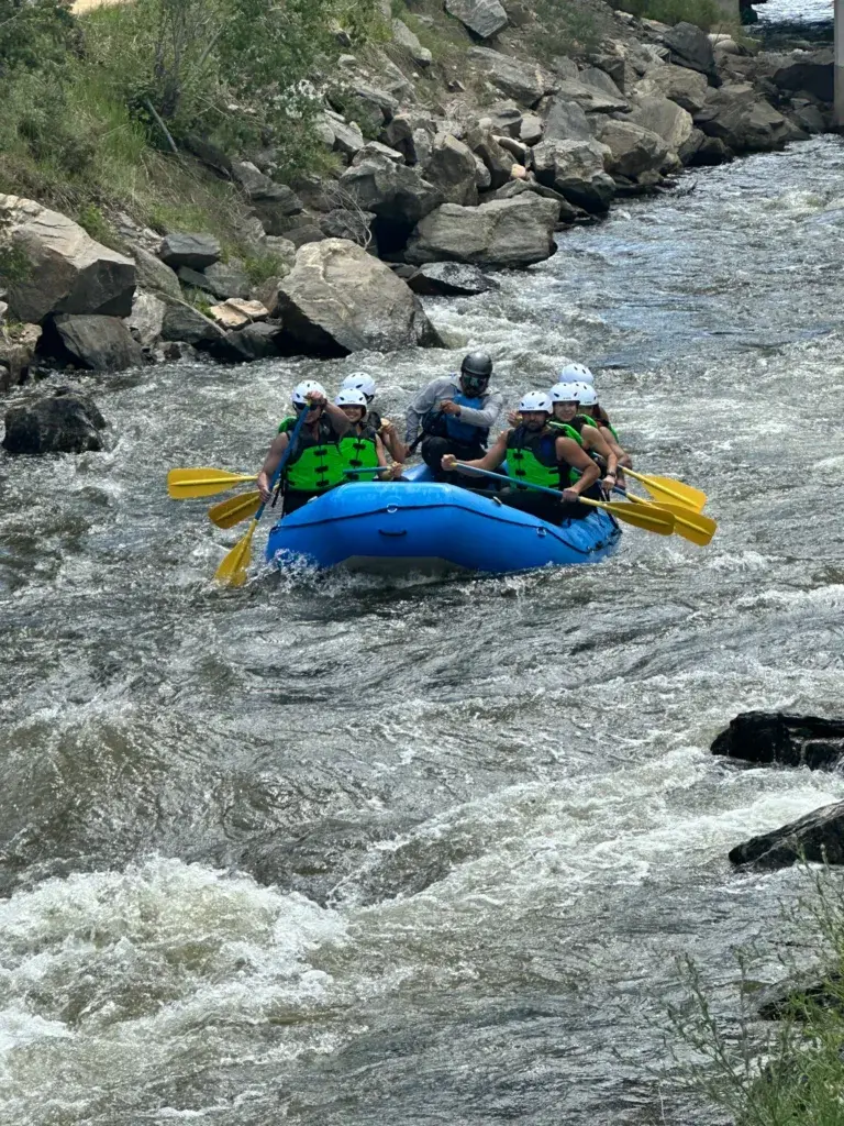Clear Creek Rafting with waves and splashes.