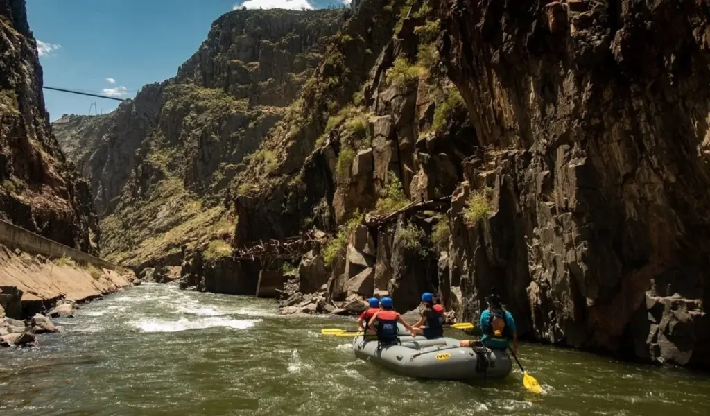 rafting under royal gorge bridge.